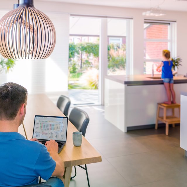 Man and child in the kitchen