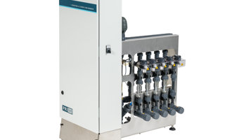Priva NutriOne stand-alone unit with pipes and valves for horticultural nutrient control