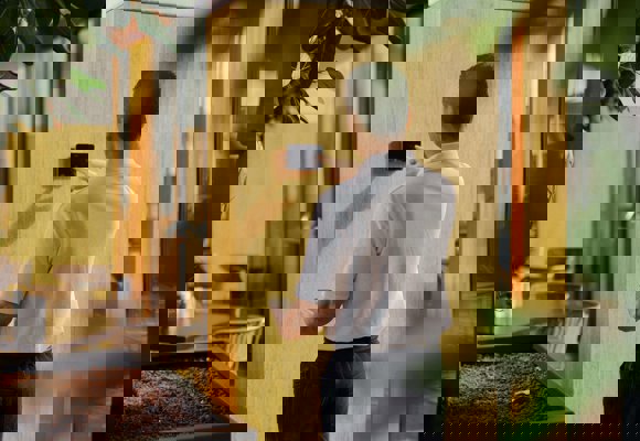 Building Automation Man In Office With Climate Control