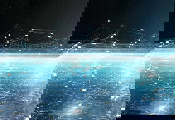 Globe with projected illustration